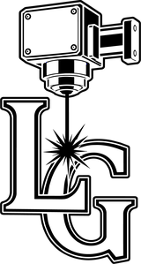 Lazer Geeks logo mark — laser engraving beam forming an LG monogram
